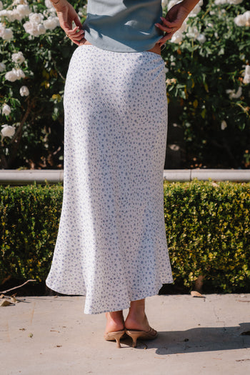 Moxie Floral Maxi Skirt in Off White