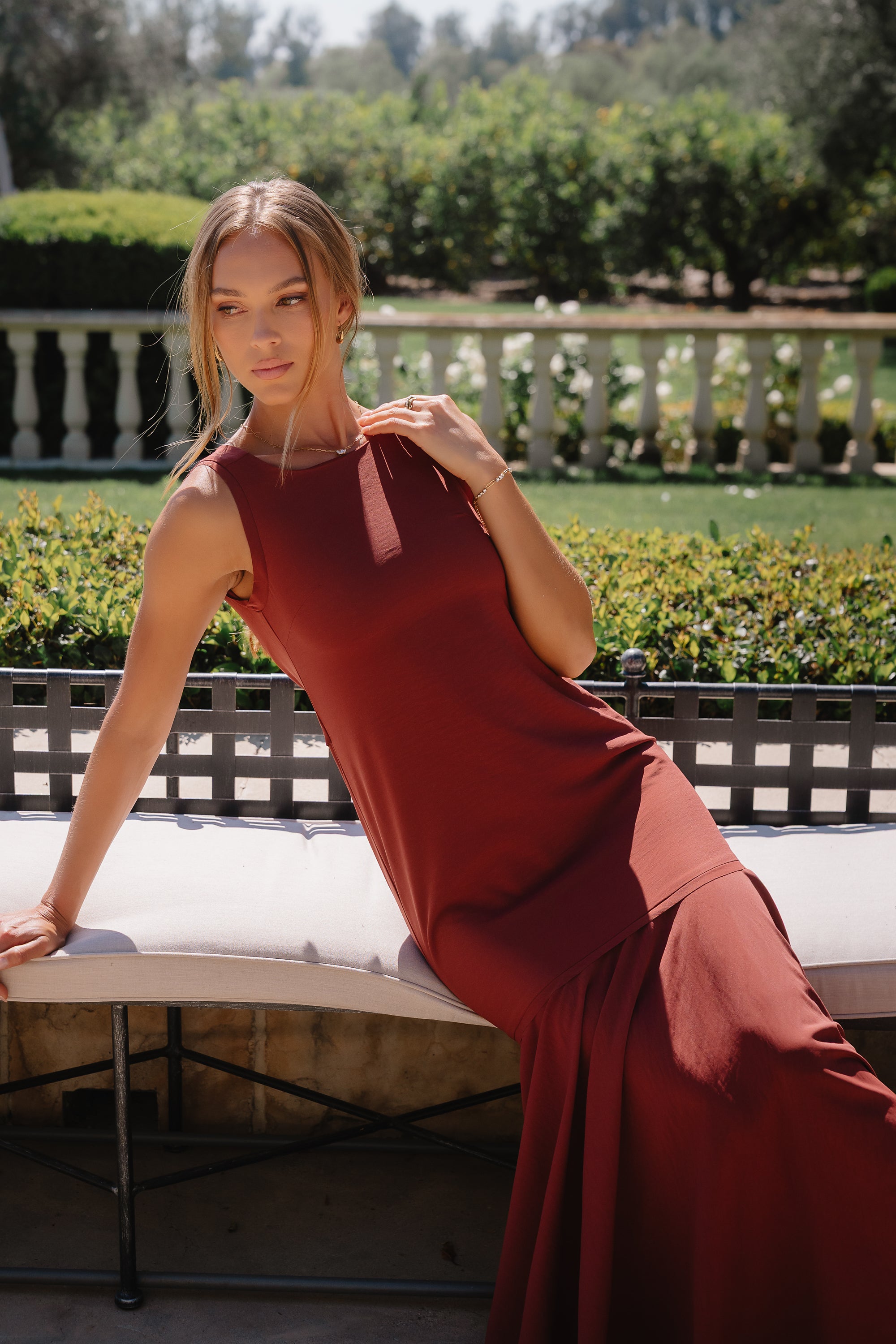 Marlon Maxi Dress in Red-Brown S / Red-Brown