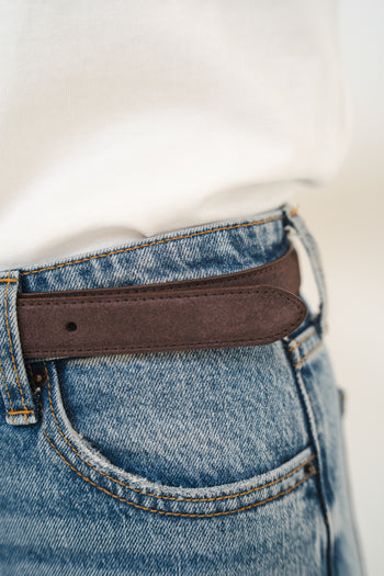 Lenny Suede Belt in Dark Brown