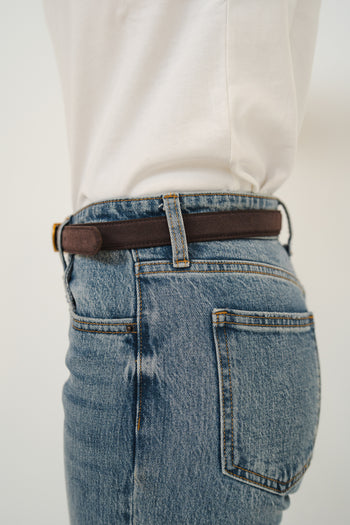 Lenny Suede Belt in Dark Brown