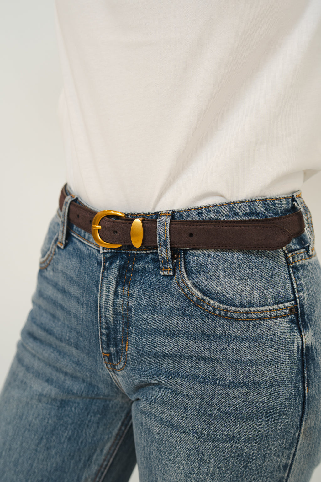 Lenny Suede Belt in Dark Brown