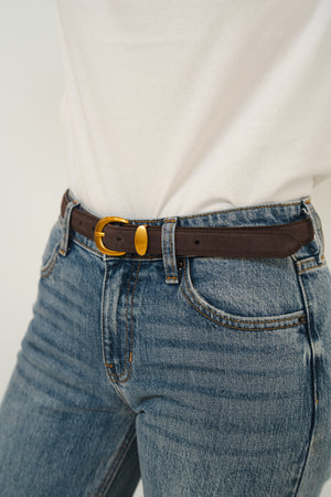 Lenny Suede Belt in Dark Brown