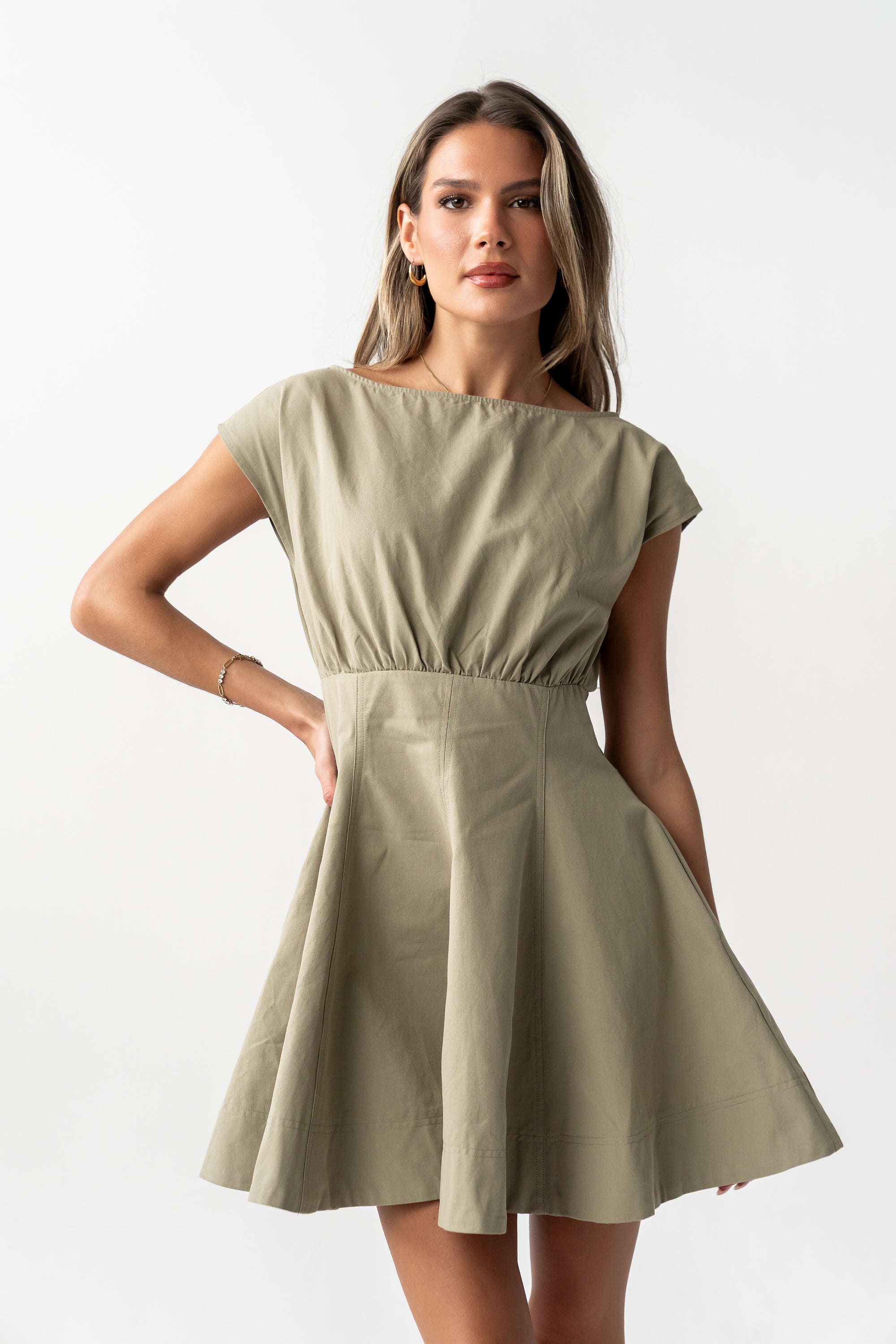 naomi russel green dress Kinzey Mini Dress in Olive