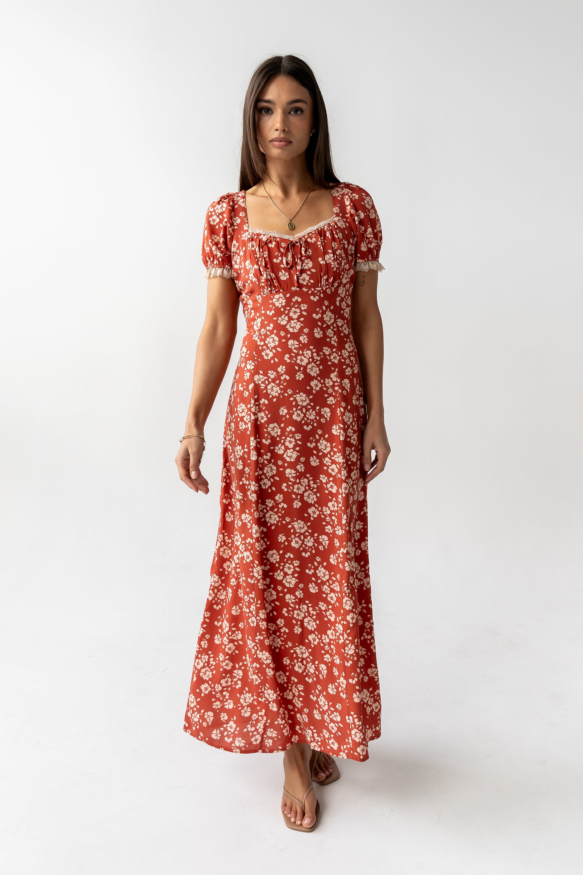 rust floral maxi dress böhme Camden Floral Maxi Dress in Rust