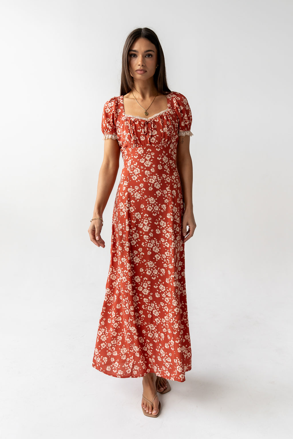 rust floral maxi dress The Aileen Floral Maxi Dress in Rust Large