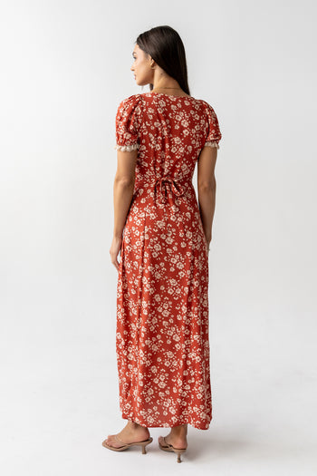 Camden Floral Maxi Dress in Rust