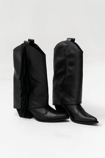 Deston Fringe Boots in Black