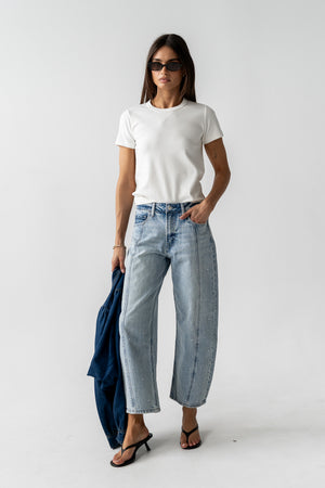 Kessie Rhinestone Barrel Jeans
