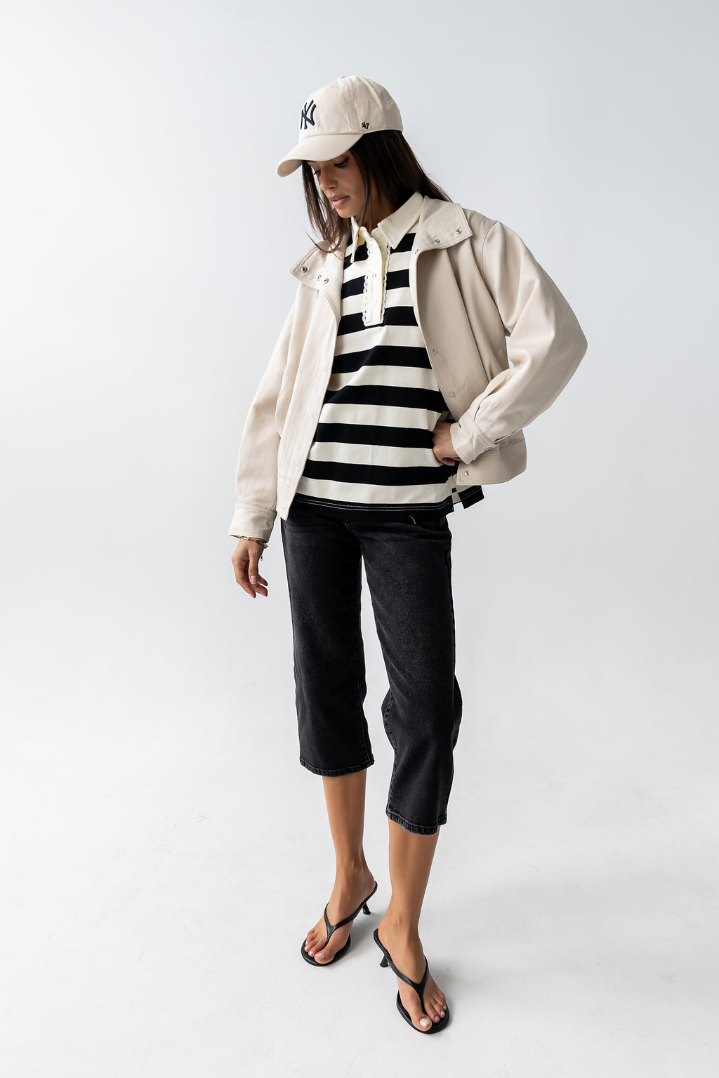 Hamlin Striped Top in Black