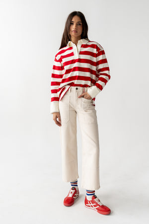 Hamlin Striped Top in Red