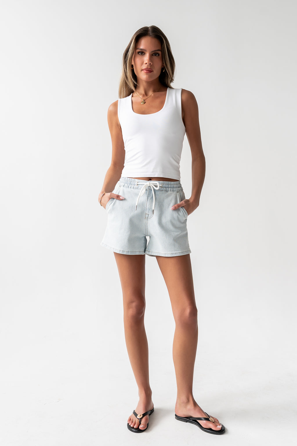 Thomas Striped Denim Shorts