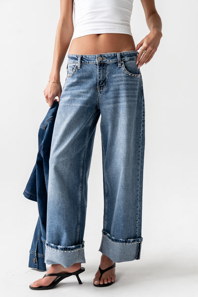 【Rika様】New York High-Waisted Jeans Rika Studded Wide Leg Jeans - FINAL SALE