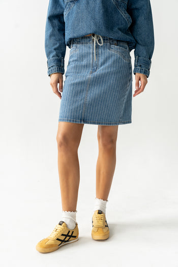 Parker Striped Denim Knee Length Skirt