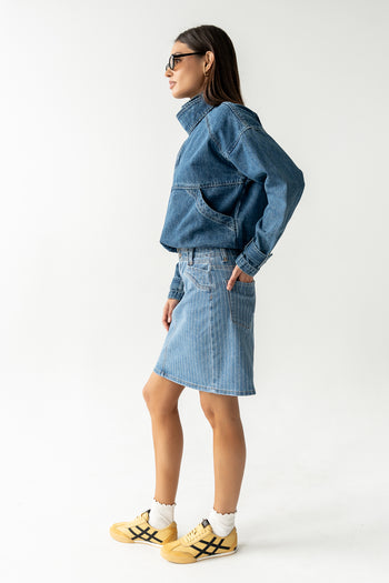 Parker Striped Denim Knee Length Skirt