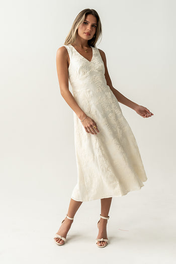Ariel Embroidered Midi Dress