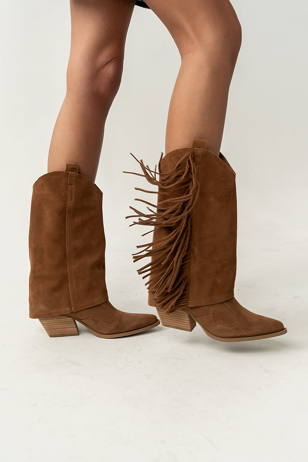Deston Fringe Boots in Tan