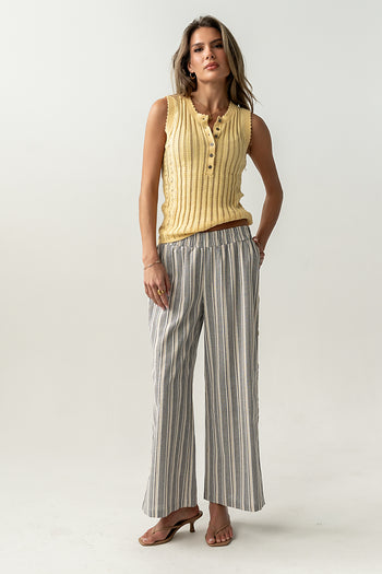 Lina Pointelle Knit Tank in Yellow