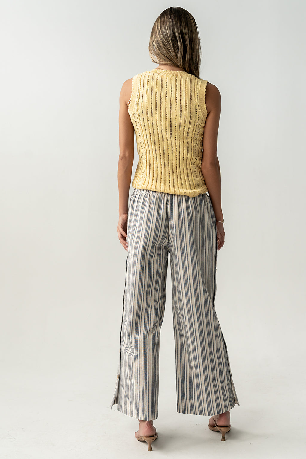 Lina Pointelle Knit Tank in Yellow