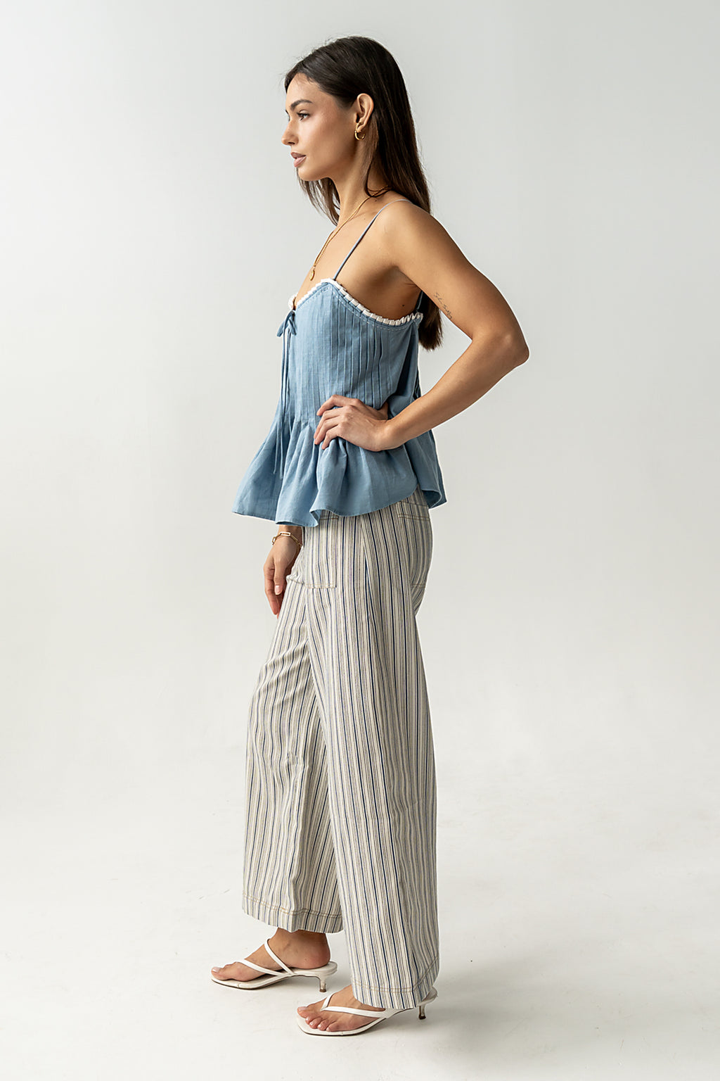 Mckell Peplum Tank Top in Blue