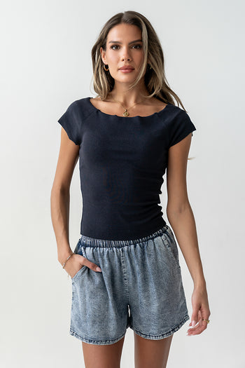 Lennox Knit Top in Navy