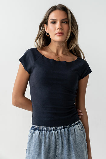 Lennox Knit Top in Navy