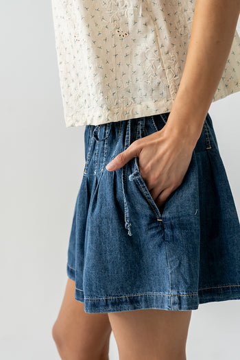 Reika Pleated Denim Shorts