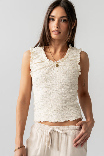 Jordana Textured Tank in Ivory