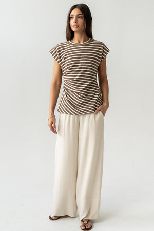 Devin Striped Top in Brown