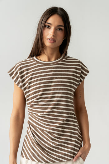 Devin Striped Top in Brown