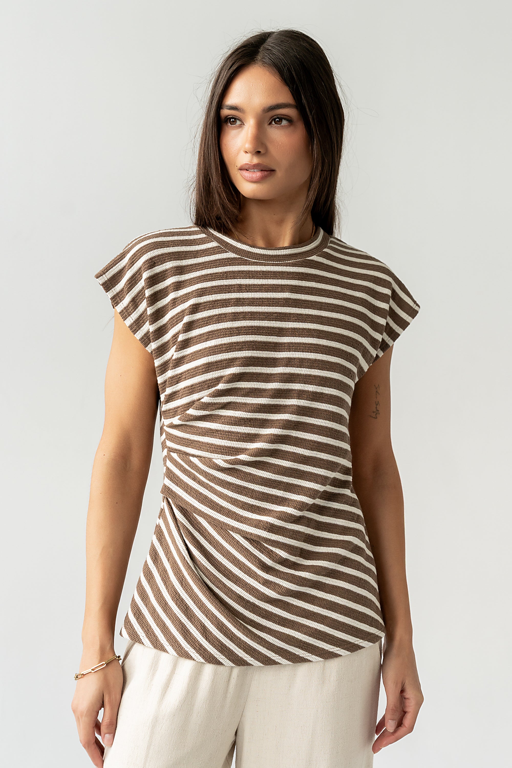 Devlin Top Devin Striped Top in Brown