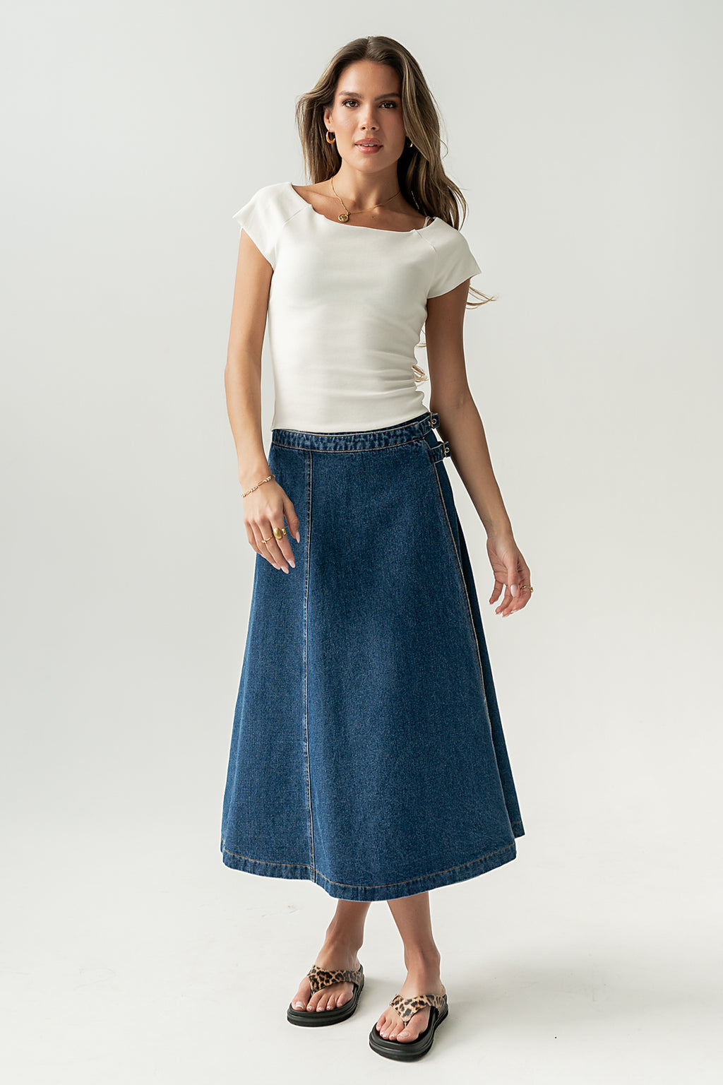 Carson Denim Midi Skirt