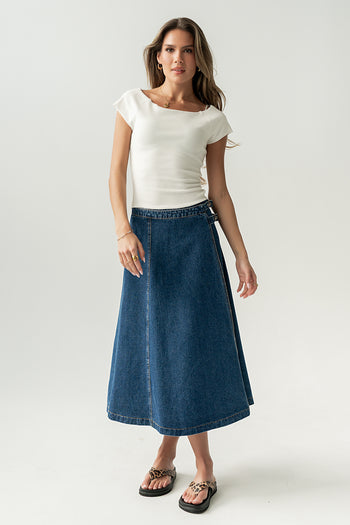 Carson Denim Midi Skirt