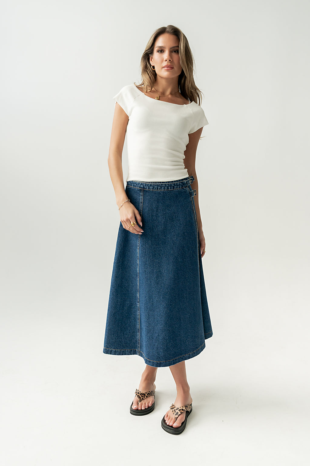 Carson Denim Midi Skirt