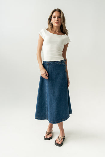 Carson Denim Midi Skirt