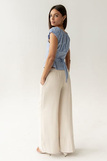 Briana Button Up Top in Blue