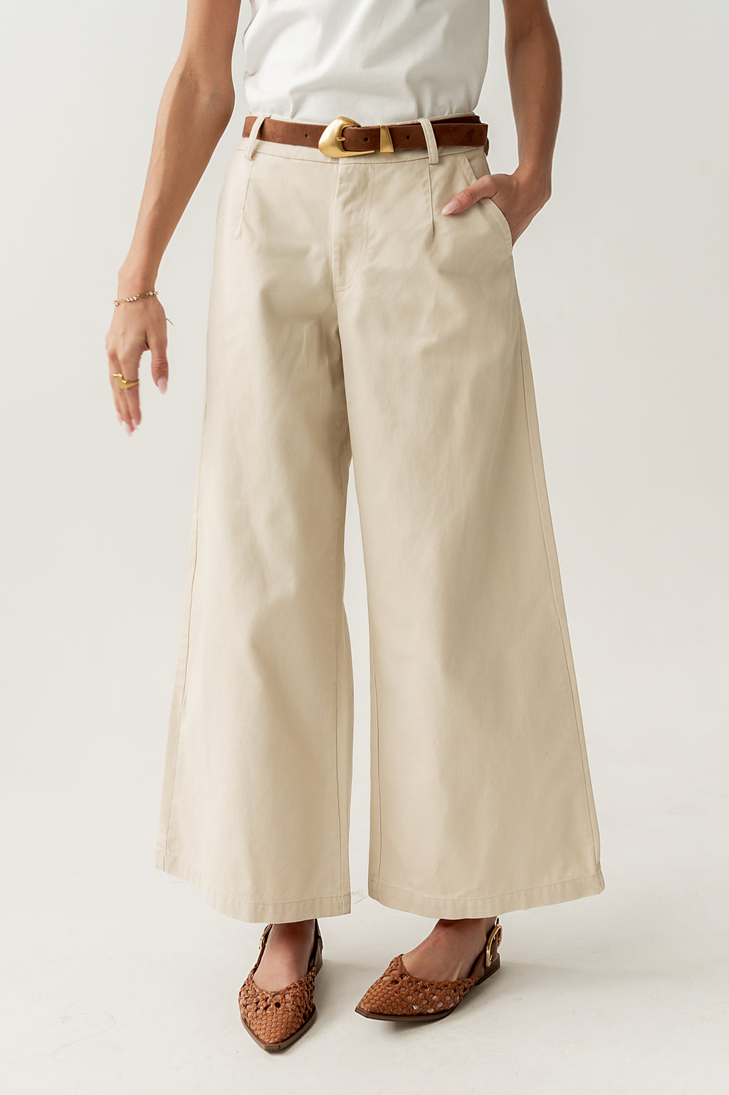 Jannah Wide Leg Pants in Ecru