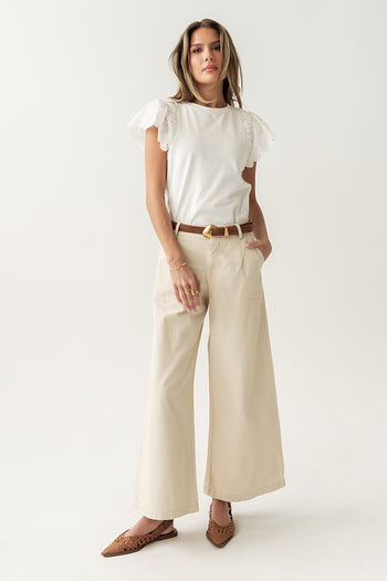Jannah Wide Leg Pants in Ecru