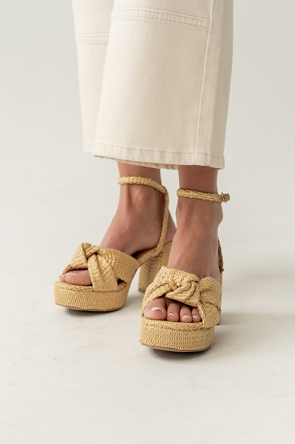 Reese Raffia Block Heels