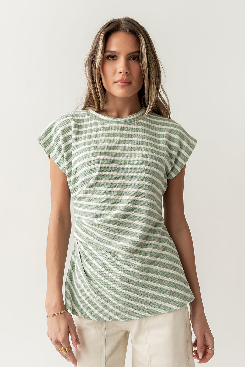 Devin Striped Top in Green