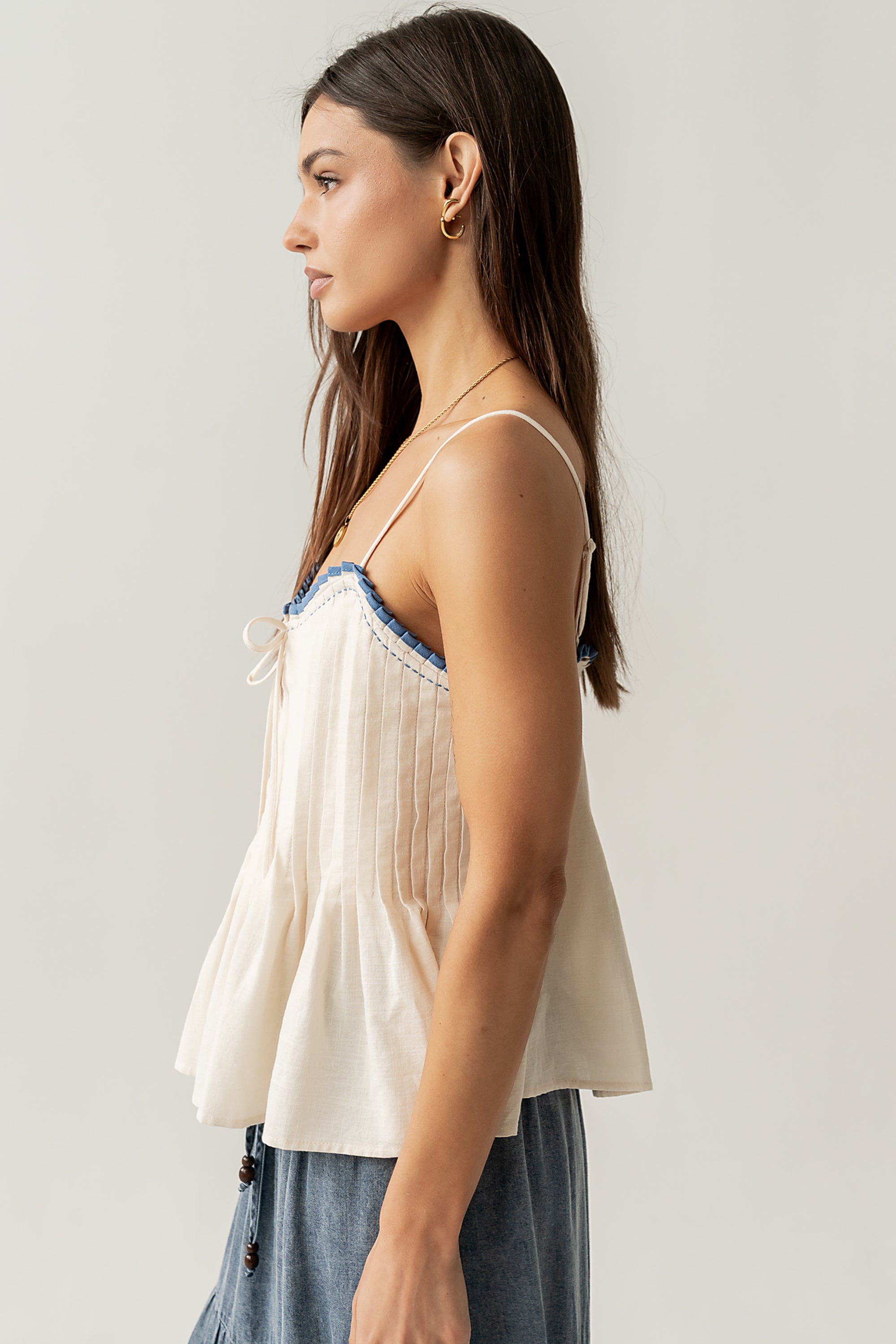 Mckell Peplum Tank Top in Natural