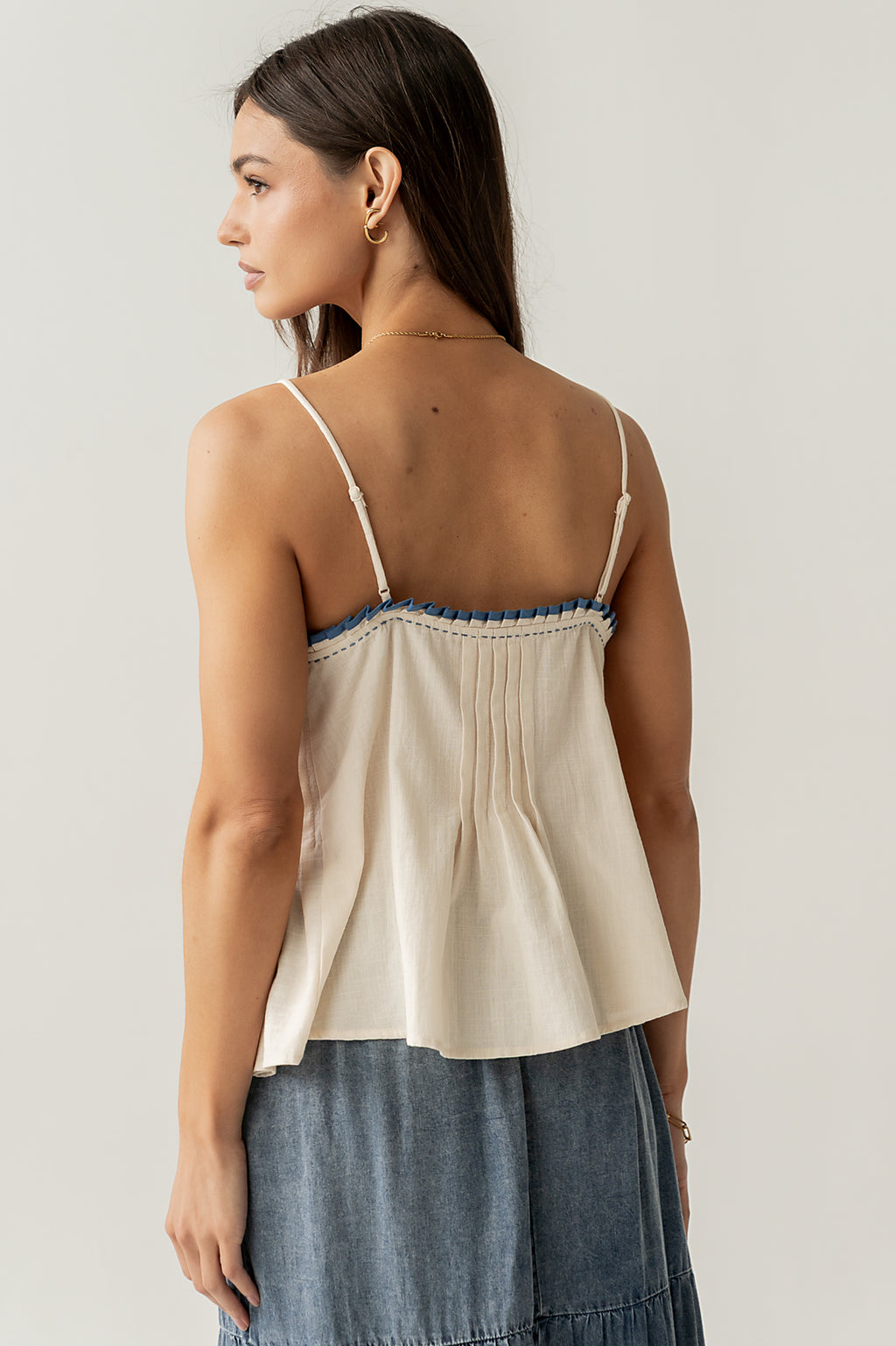 Mckell Peplum Tank Top in Natural