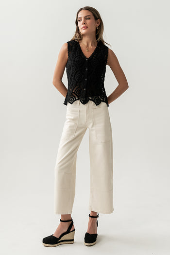 Vicky Crochet Vest in Black
