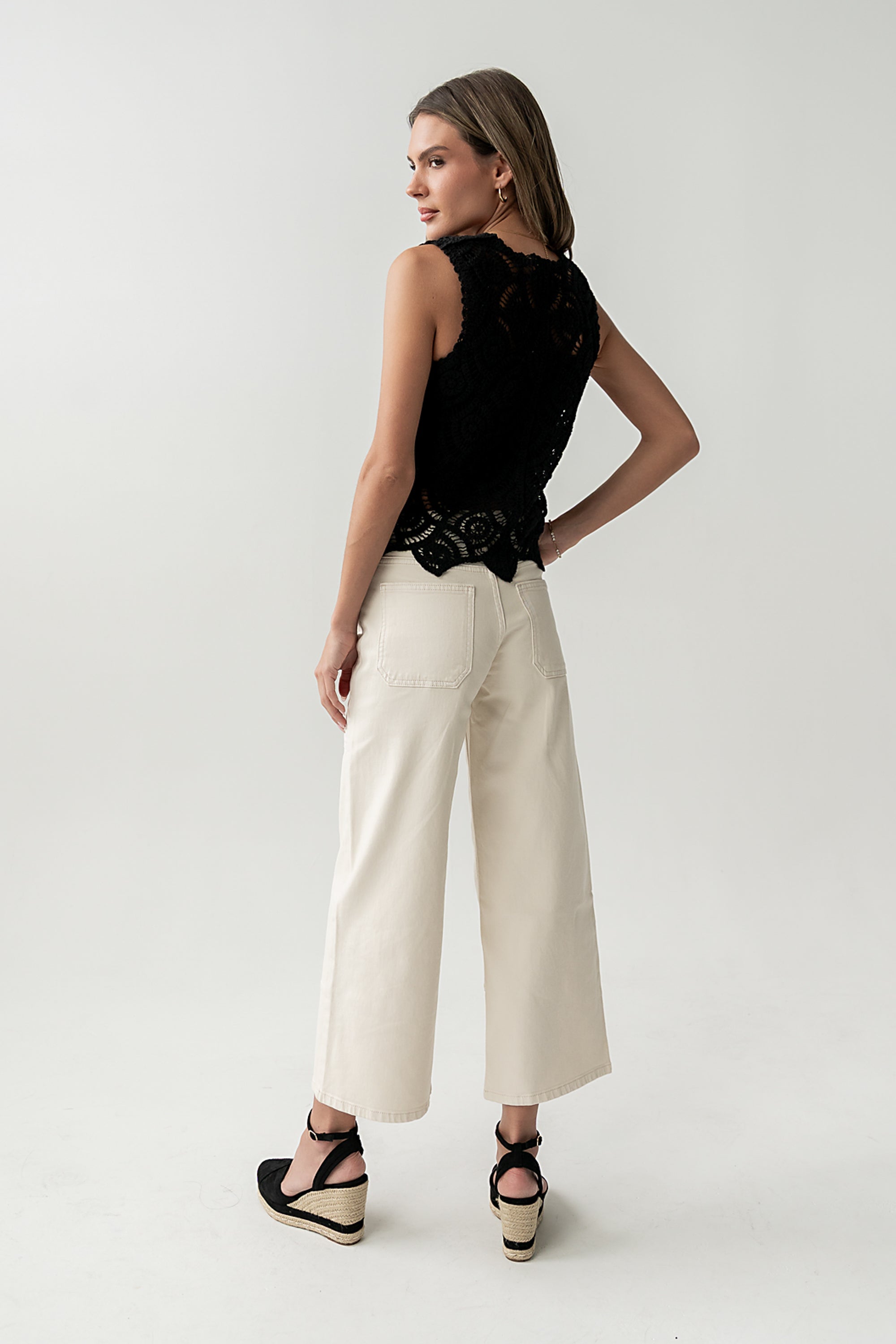 Vicky Crochet Vest in Black - FINAL SALE