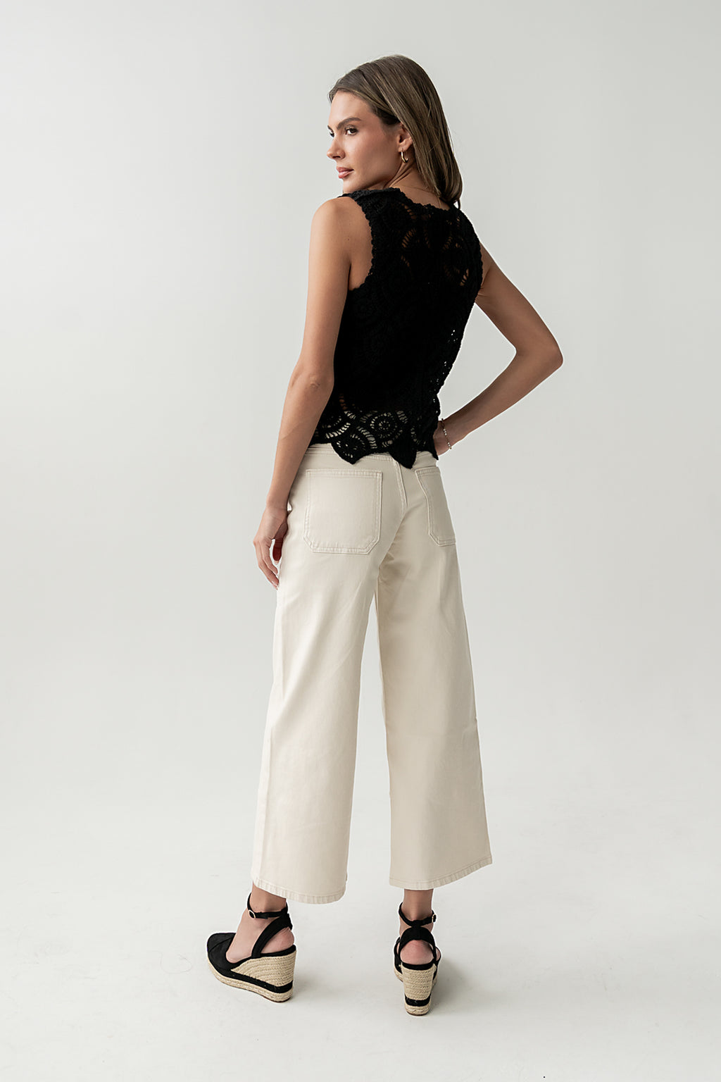 Vicky Crochet Vest in Black