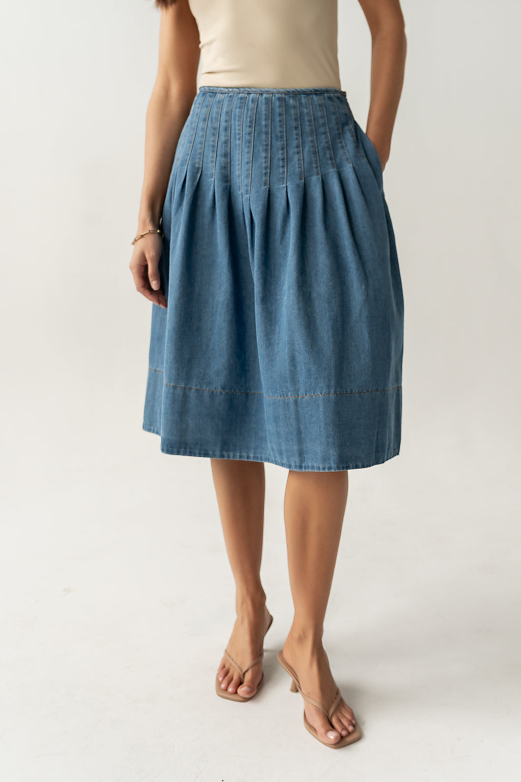 Sierra Pleated Midi Skirt