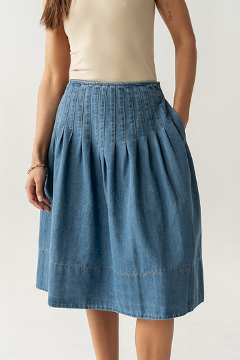 Sierra Pleated Midi Skirt