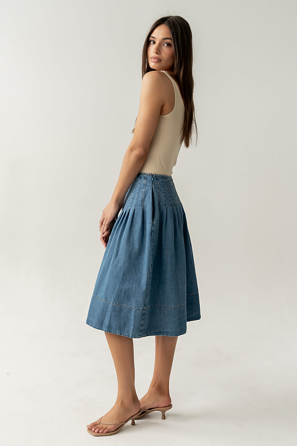 Sierra Pleated Midi Skirt