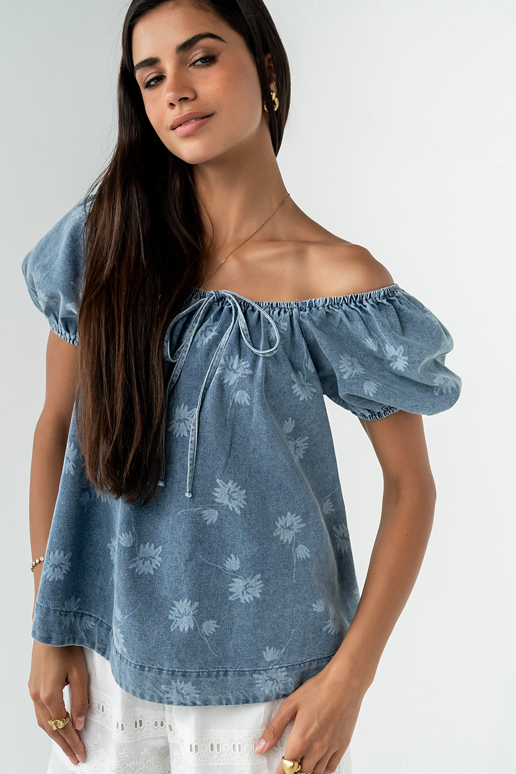 Brinklee Floral Denim Top