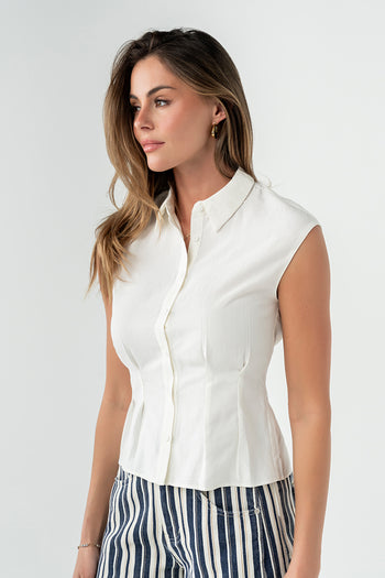 Jacob Button Up Top in Ivory