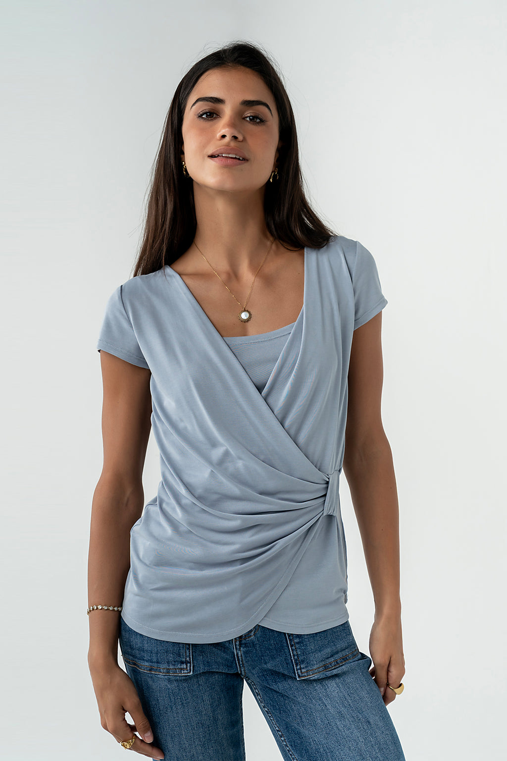 Brenda Cross Top in Blue